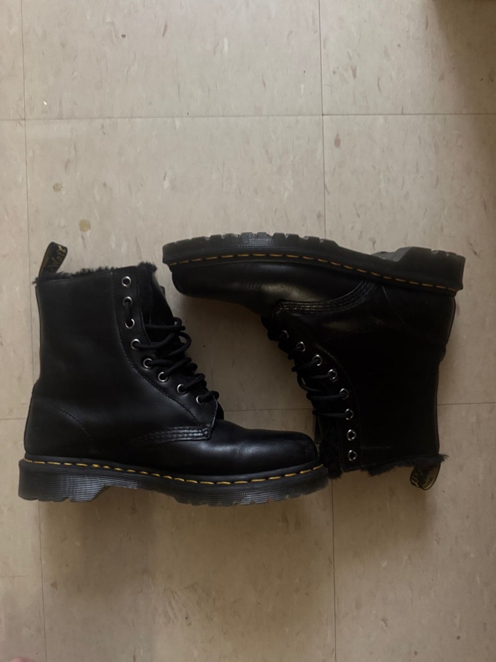 Doc Martin Air Wear Black Leather Lace-Up Combat Boots